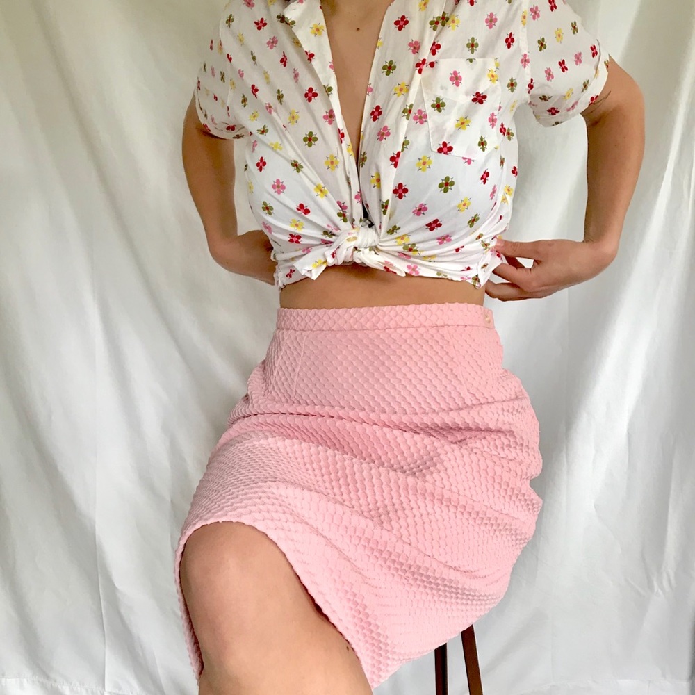 vtg 60s 70s textured knit skirt